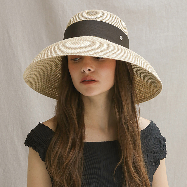 Audrey wide hat – yellow ivory