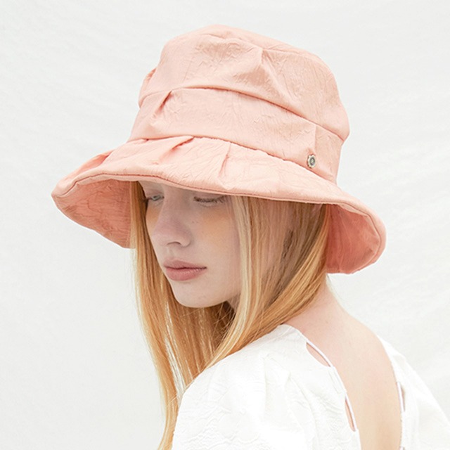 Wrinkle Tuck Bucket Hat – Prada Peach