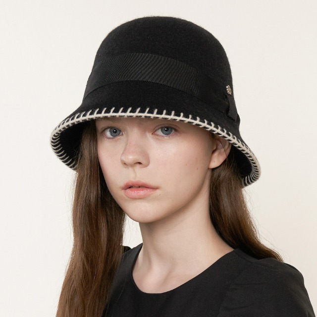 Emma Stitch Point Hat - Black